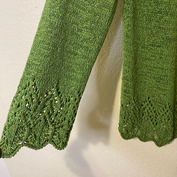 BCBG Maxazria Green Knit Button Cardigan Sweater Boho Detail Plus Size 1X - Picture 4 of 9